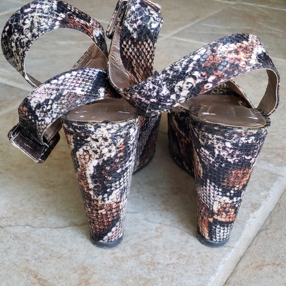 BCBGeneration Snakeskin Platform Wedge Sandals - Picture 5 of 11